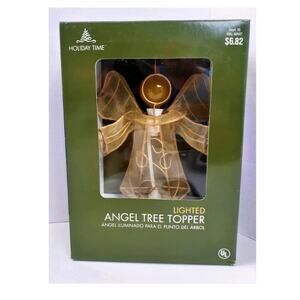 Holiday Time Lighted Angel Tree Topper 
Vintage Approx 8" Christmas Angel